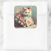 Kitten met Valentijn  Schilderen Sticker (Tas)