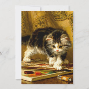 Kitten met verf en kwasten kaart