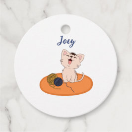 Kitten met wollen bal bedankjes labels