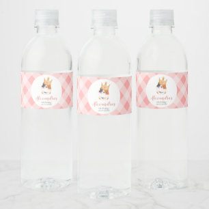 Kitten Miauw roze kroon meisje Kitty kat verjaarda Waterfles Etiket
