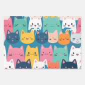 Kitten Motif, Papier d'enveloppement coloré (Devant)