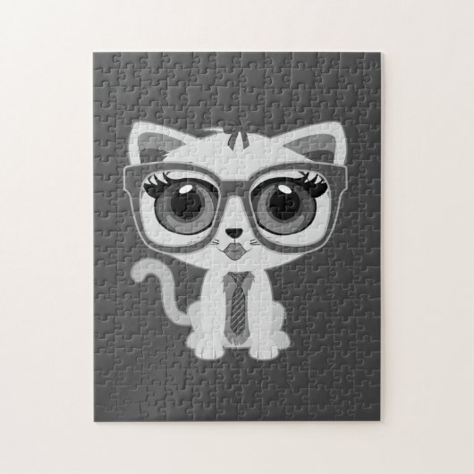 Kitten Nerd - Grijs Legpuzzel (Verticaal)