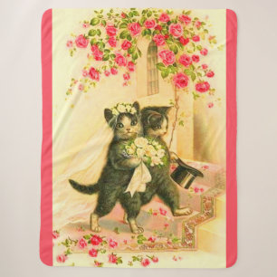 kitten newlyweds print sherpa deken