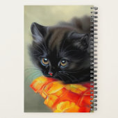 Kitten noir vintage avec couverture de fleurs roug (Dos)
