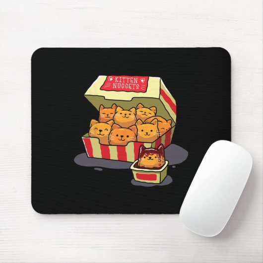 Kitten Nuggets Food Pun Cat Lover Gift Kip Nug Muismat (Met muis)