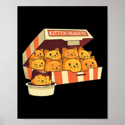 Kitten Nuggets Grappige katten en kipnuggets houde Poster (Voorkant)