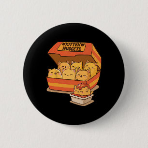 Kitten Nuggets Leuke Schattigee Eten Pun Kattenlie Ronde Button 5,7 Cm