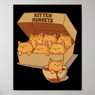 Kitten Nuggets Schattige Voedsel Pun Cat Lover Kip Poster