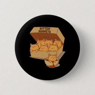 Kitten Nuggets Schattige Voedsel Pun Cat Lover Kip Ronde Button 5,7 Cm