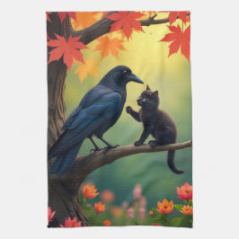Kitten Oak Tree Garden Raven-Crows Keuken Theedoek