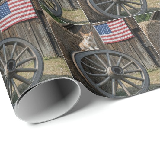 Kitten On an Old Wagon Wheel Cadeaupapier (Rol Hoek)