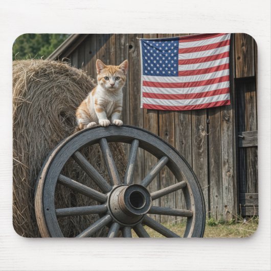 Kitten On an Old Wagon Wheel  Muismat (Voorkant)