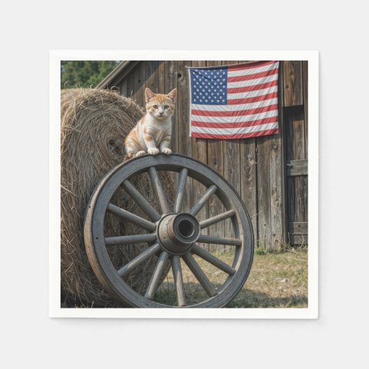 Kitten On an Old Wagon Wheel  Servet (Voorkant)
