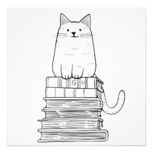 Kitten op boeken foto afdruk