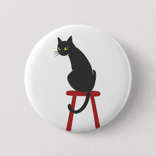 kitten op houten spoel - Kies achterkleur Ronde Button 5,7 Cm