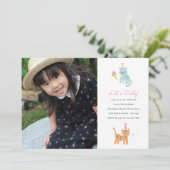 Kitten Party Birthday Photo Invite Kaart (Staand voorkant)