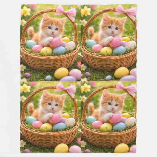 Kitten Photo Easter Eggs Pattern Fleece Deken (Voorkant)