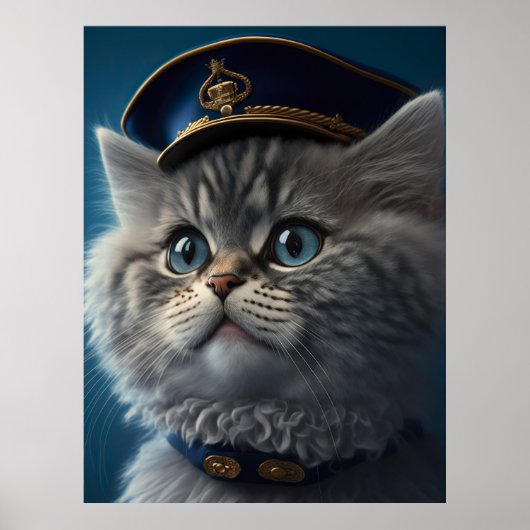 Kitten Pilot Kapitein Poster (Voorkant)