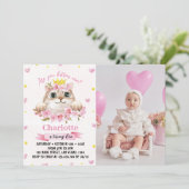 Kitten Pink Foto Uitnodiging Verjaardag (Staand voorkant)
