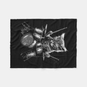 Kitten Rock Band Drummer Cat Plays Drums Fleece Deken (Voorkant (Horizontaal))