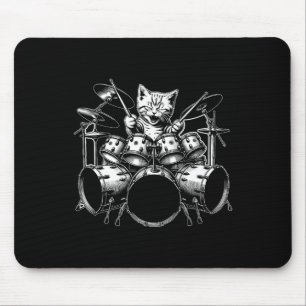 Kitten Rock Band Funny Kat Drummer Cat Playing D Muismat