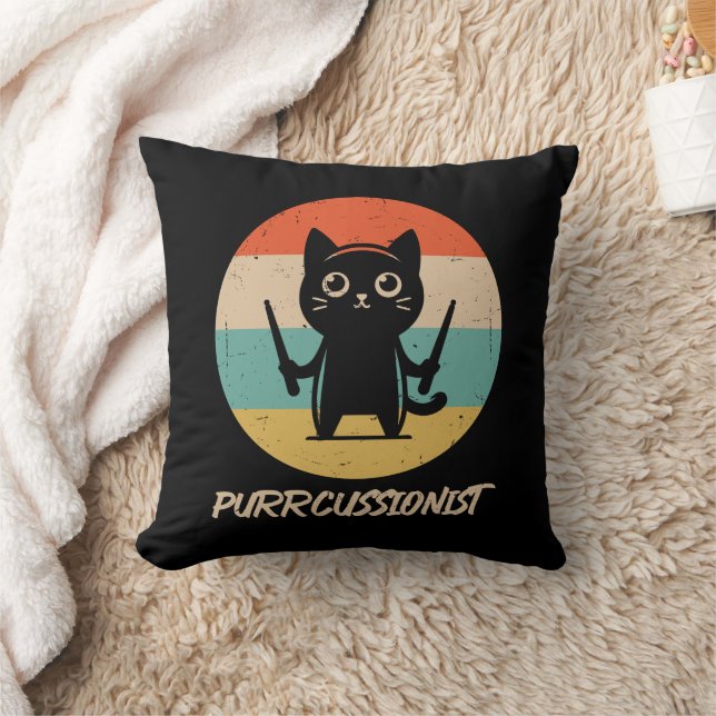 Kitten Rock Band Grappig Percussionist Kattenspel Kussen (Deken)
