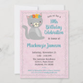 Kitten rose Invitation Anniversaire Filles Kitty C (Devant)