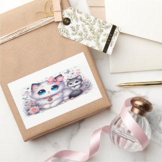 Kitten Schattigheid Overload: Sparkling-Eyed Cat & Rechthoekige Sticker