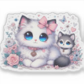 Kitten Schattigheid Overload: Sparkling-Eyed Cat & Sticker (Voorkant)