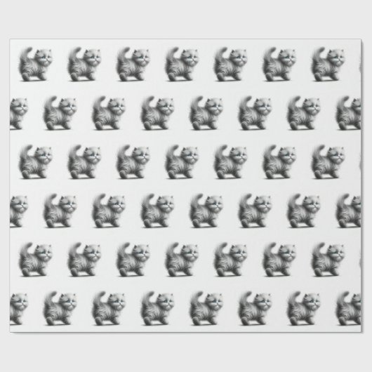 Kitten schets op wit cadeaupapier (Vlak)