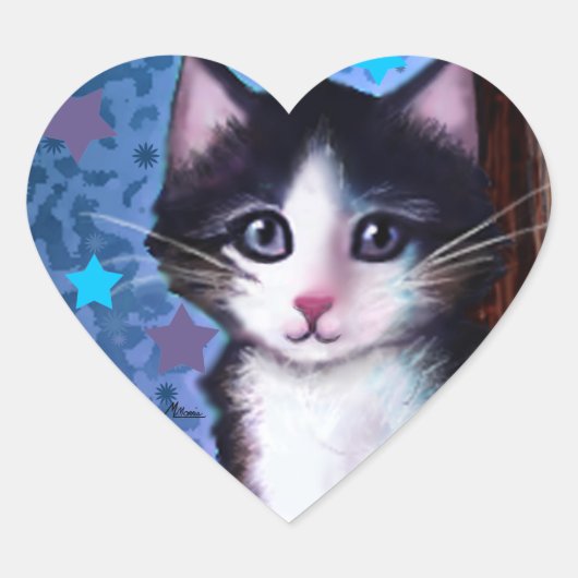 Kitten schilderij Sticker (Voorkant)