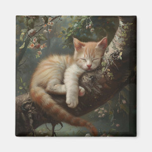 Kitten slapen in een boom  magneet