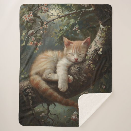 Kitten slapen in een boom  sherpa deken (Voorkant)