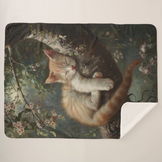Kitten slapen in een boom  sherpa deken (Voorkant (horizontaal))