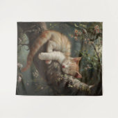 Kitten slapen in een boom wandkleed (Voorkant (horizontaal))