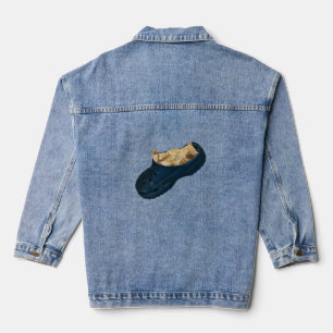 Kitten slapen in een croc schoen, Lady denim jas Denim Jacket