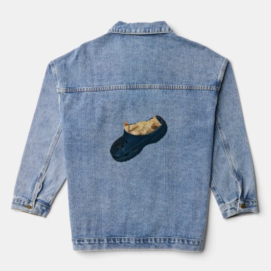 Kitten slapen in een croc schoen, Lady denim jas Denim Jacket (Achterkant)