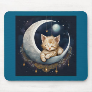 Kitten slapen op maanobject muismat