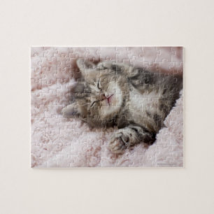 Kitten Sleeping op handdoek Legpuzzel