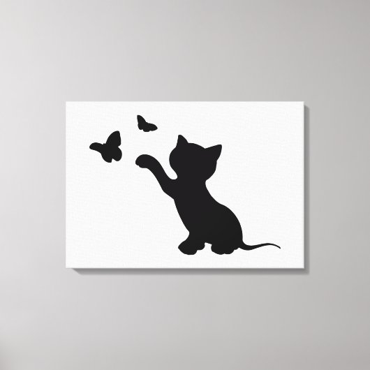 KITTEN SPELEN MET BUTTERFLIES CANVAS AFDRUK (Voorkant)