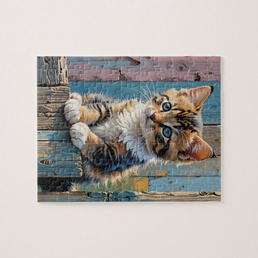Kitten sur la clôture Jigsaw Puzzle (Horizontal)