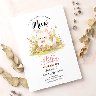 Kitten tabby wit Kitty Kat Verjaardag Uitnodiging