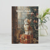  Kitten Tree Gifts Vrolijk Kerstfeest Feestdagenkaart (Staand voorkant)