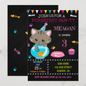 Kitten verjaardagsuitnodiging Kat uitnodiging (Voorkant / Achterkant)