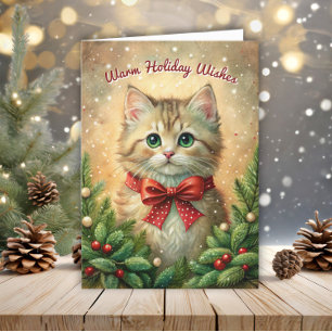 kitten warme vakantiewensen feestelijk feestdagen kaart