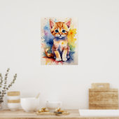 Kitten Waterverf Wall Poster (Keuken)