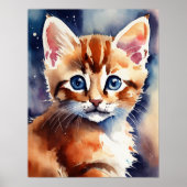 Kitten Waterverf Wall Poster (Voorkant)