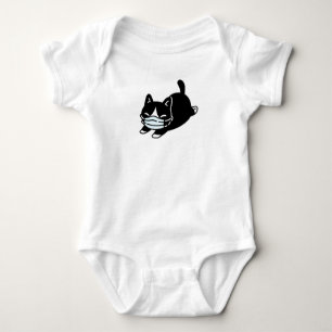 KITTEN WEARING FACE MASK BABY BODYSUIT