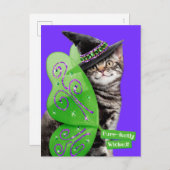 Kitten Witch Fairy Uitnodiging Briefkaart (Voorkant / Achterkant)