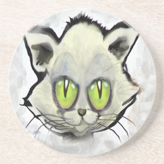 Kitten Zandsteen Onderzetter (Voorkant)